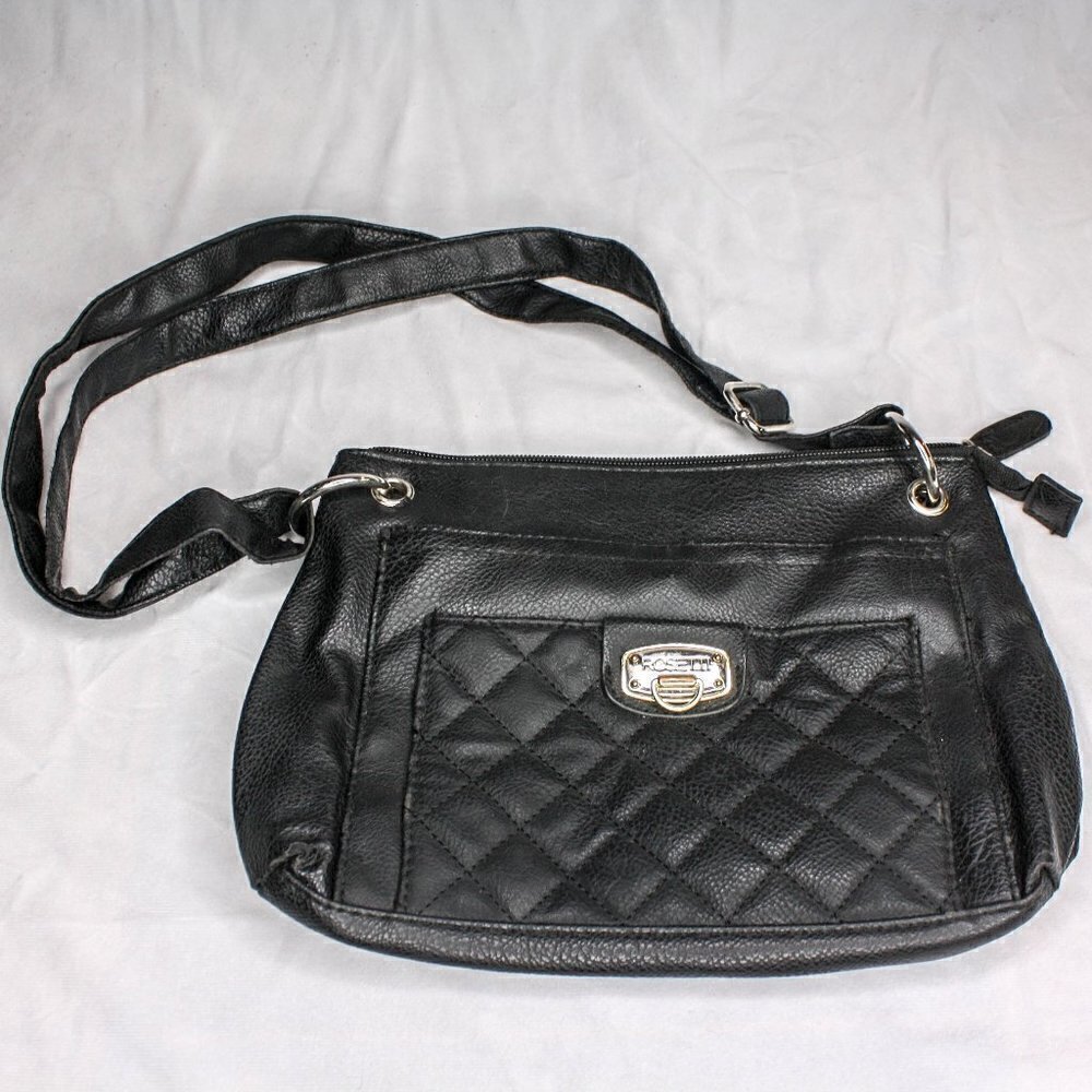 Rosetti Black Quilted Vinyl Purse Bag